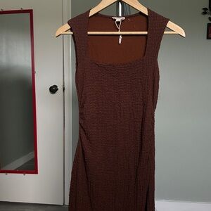 Elegant Brown Sleeveless Dress